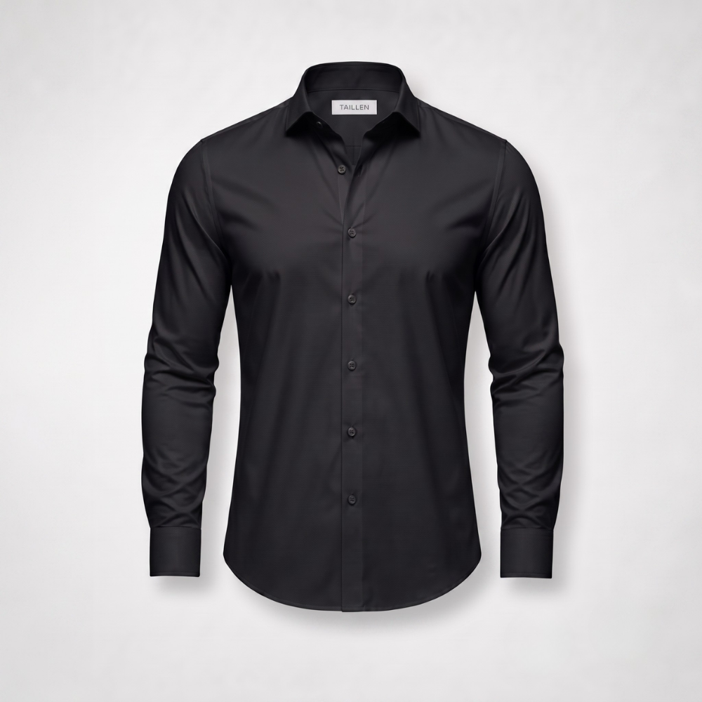 Chemise Taillen noire présentée à plat
