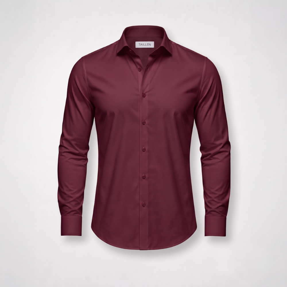 Chemise Taillen bordeaux présentée à plat