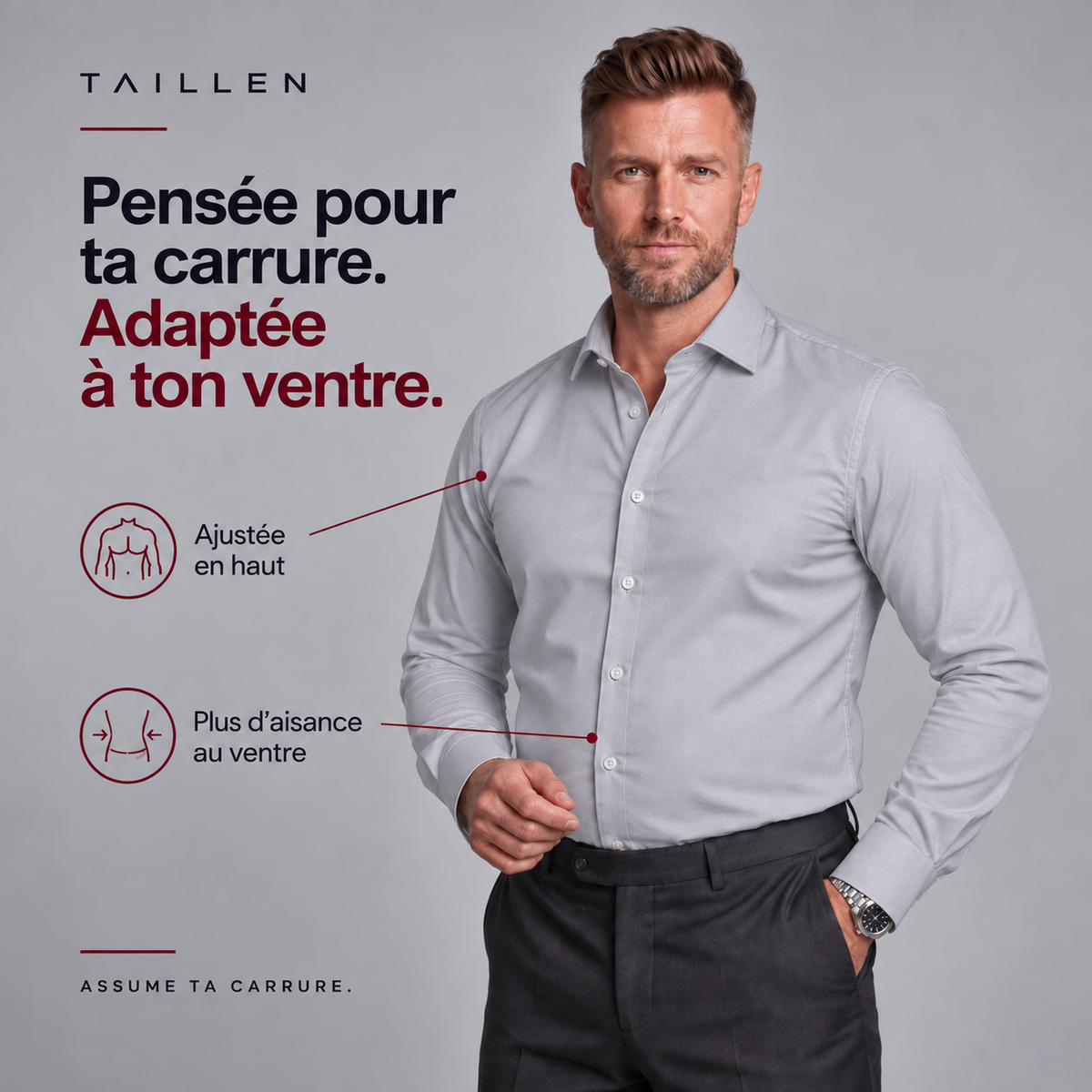 Chemise Taillen — pensée pour ta carrure, adaptée à ton ventre