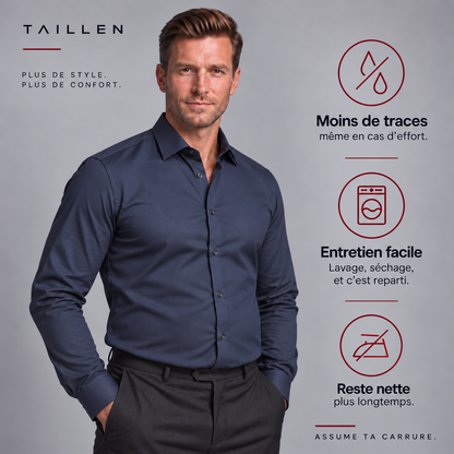Les bénéfices de la chemise Taillen : moins de traces, entretien facile, reste nette plus longtemps